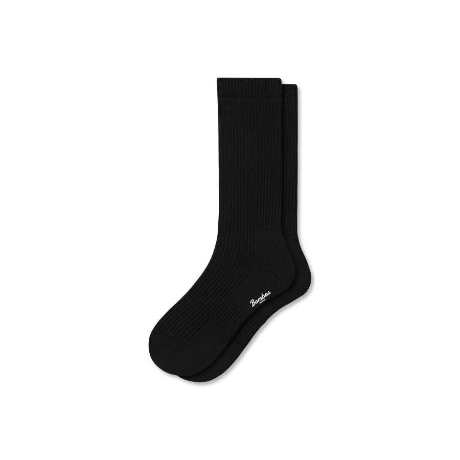 Women's Merino Cashmere Blend Fine Rib Calf Socks - Classic Low Cut Cushion