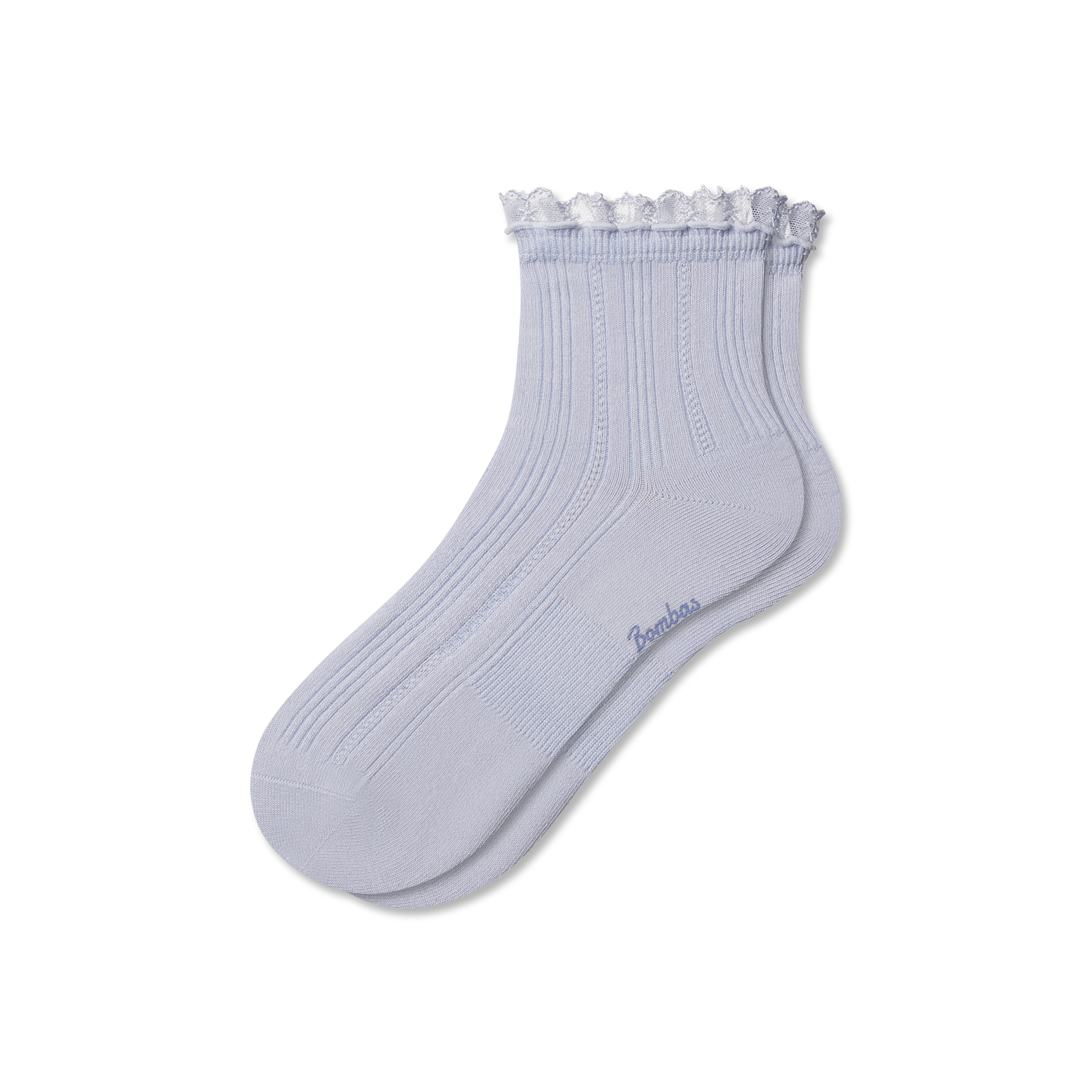 Women’s Ruffle Lace Quarter Socks - sky sail blue L [10089]