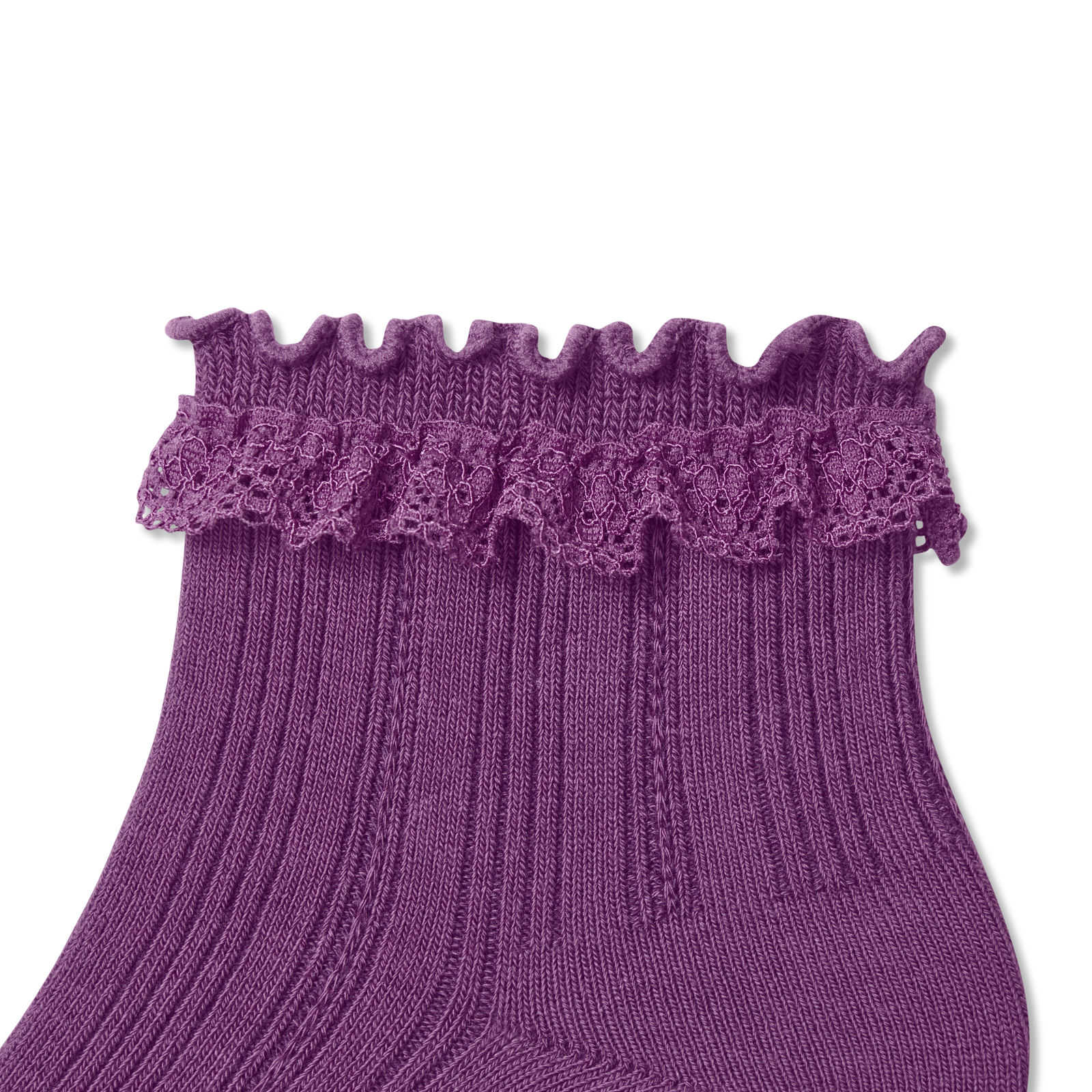 Ruffle Rib Quarter Socks - purple lotus Detail [10092]