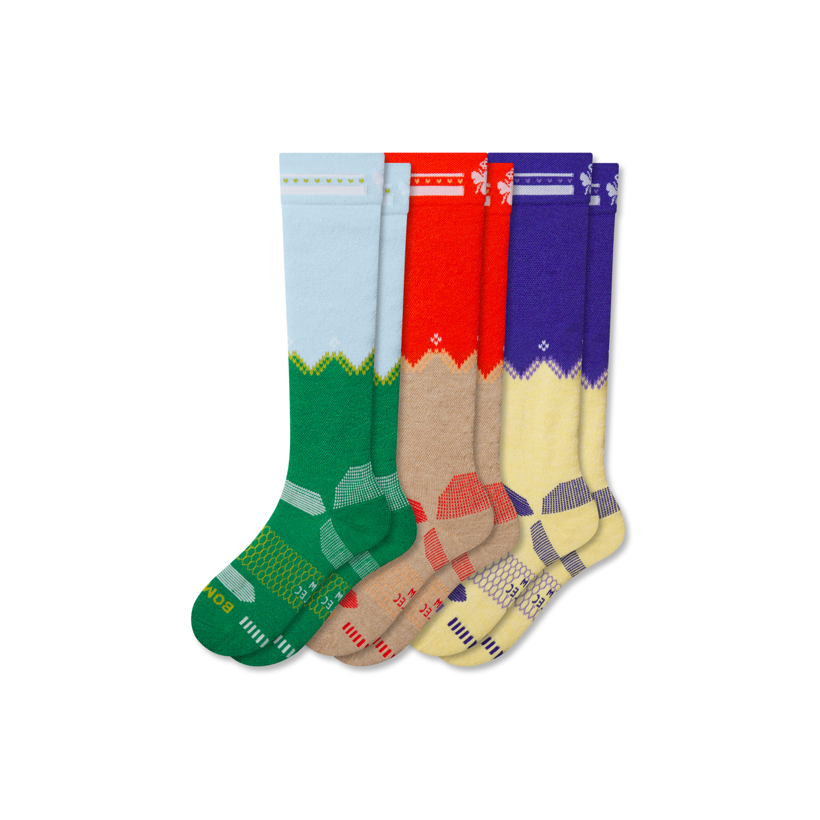Youth Full-Cushion Merino Wool Blend Ski & Snowboard Socks - lava blue mix L [10198]