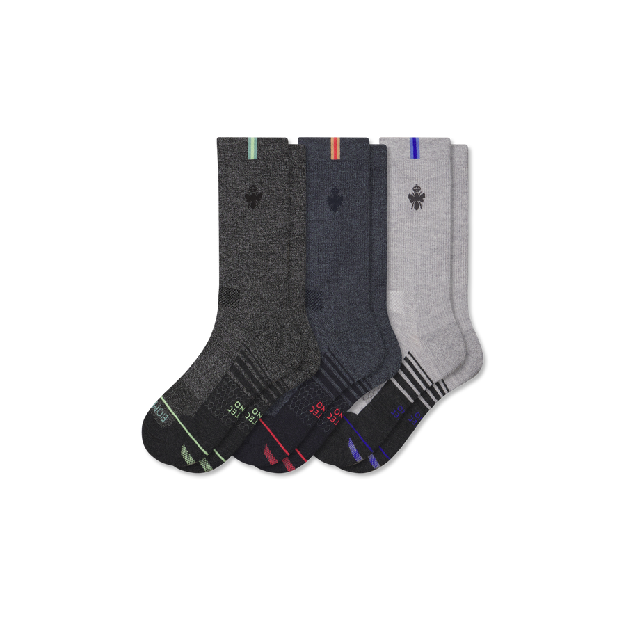 Men's Merino Wool Blend Run Calf Sock 3-Pack - Light Lounge Cushion