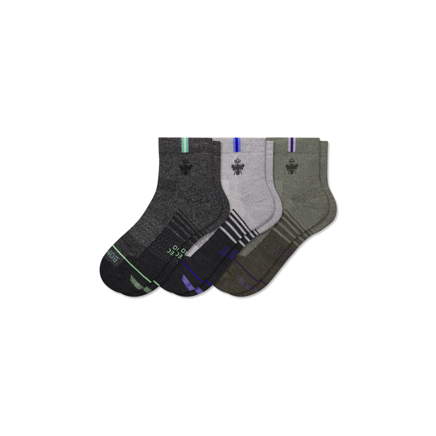 Women's Merino Wool Blend Run Quarter Sock 3-Pack - Outdoor Trail Move