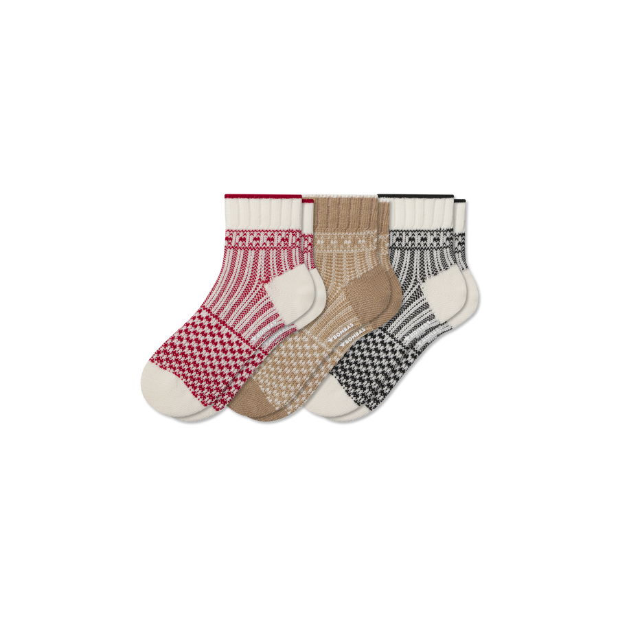 Women's Merino Wool Blend Sweater Quarter Sock 3-Pack - Run Home Wear