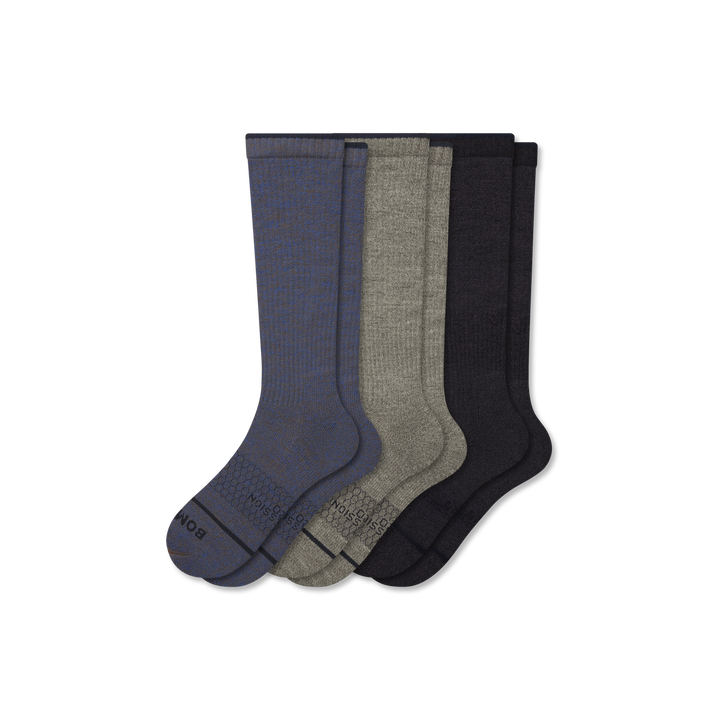 Men's Merino Wool Blend Everyday Compression Sock 3-Pack (15-20mmHg) - slate navy mix L [10248]