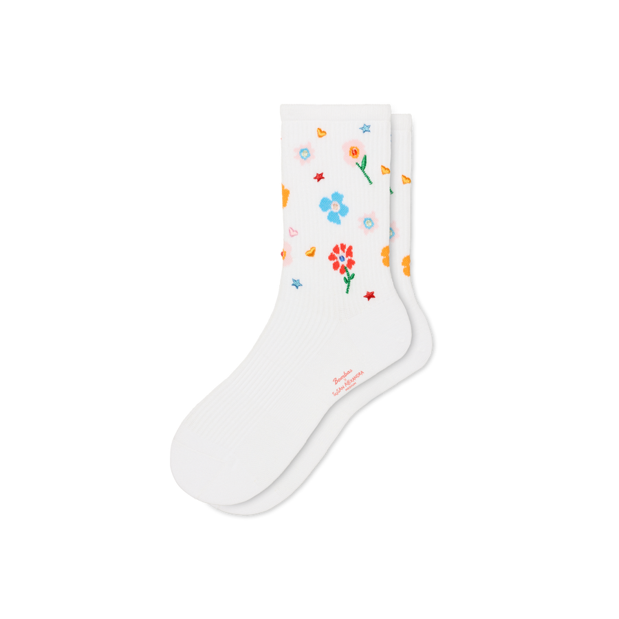 Bombas x Susan Alexandra Floral Embroidered Half Calf Socks - Cozy Hike Comfort