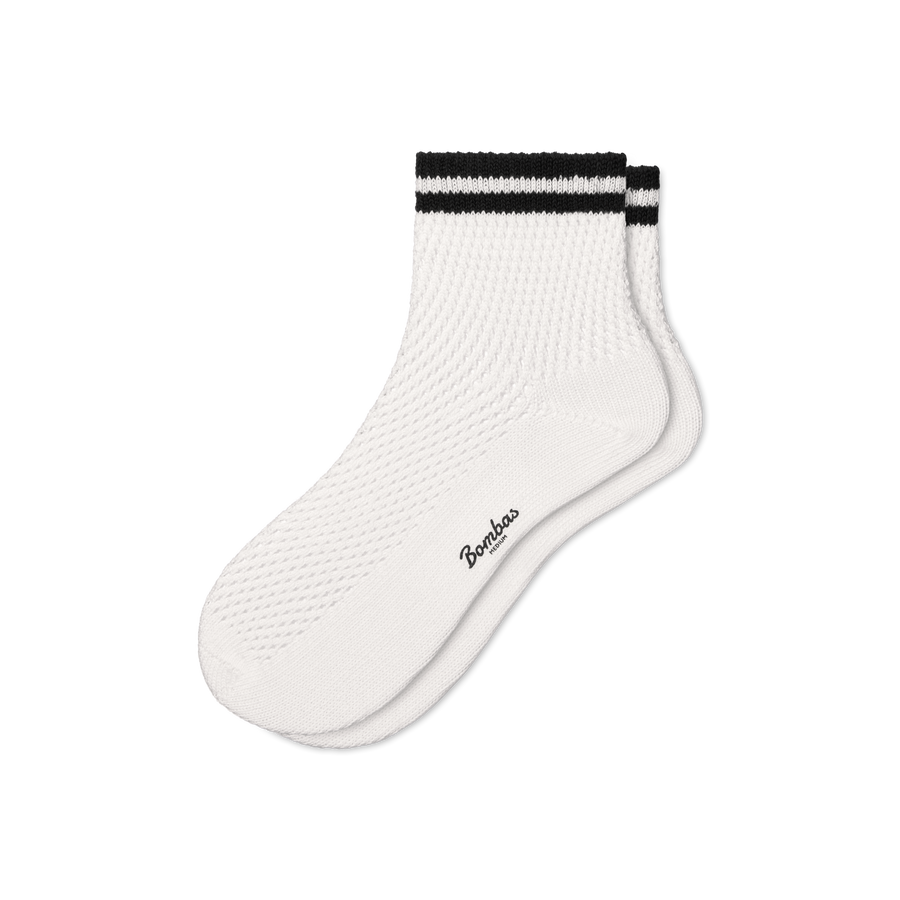 Women's Vintage Stripes Open Knit Quarter Socks - Cozy Run Fit