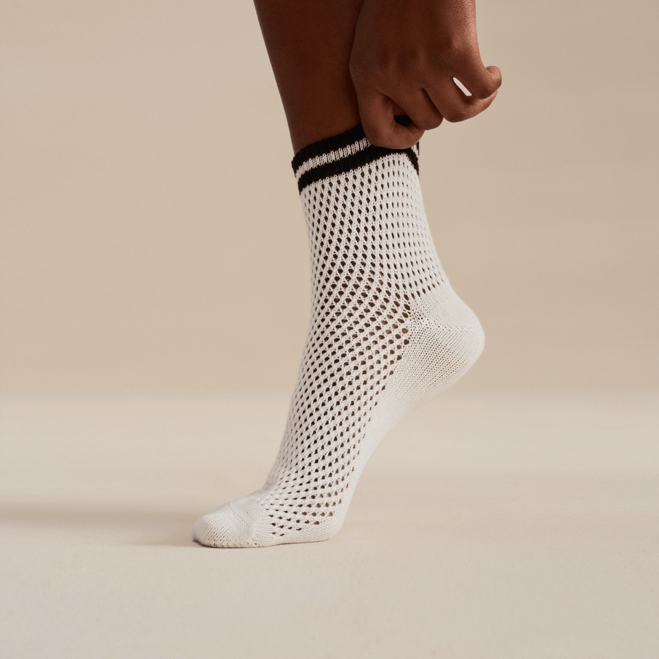 Open Knit Quarter Socks - White [LIFESTYLE] [10427]