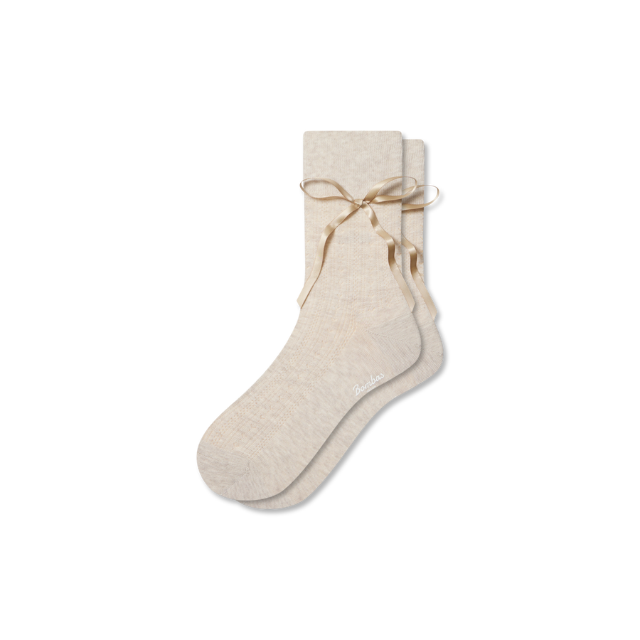 Women’s Pointelle Bow Half Calf Socks - Light Court Fit