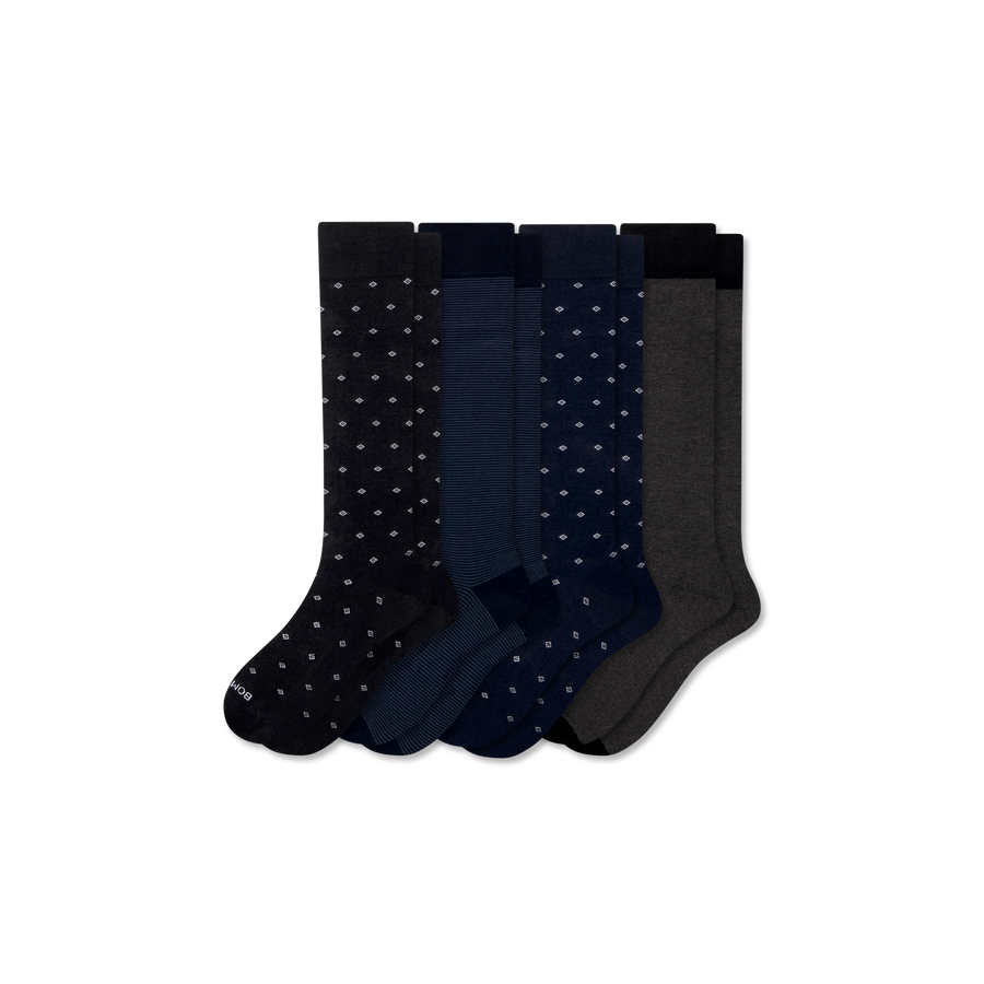 Men's Dress Over the Calf Sock 4-Pack - Cozy Office Wear