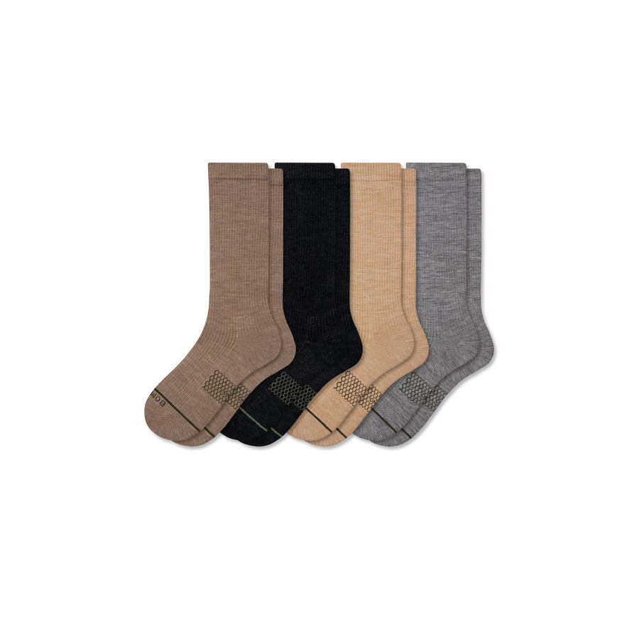 Men's Merino Wool Blend Modern Rib Calf Sock 4-Pack - Cozy Low Cut Fit