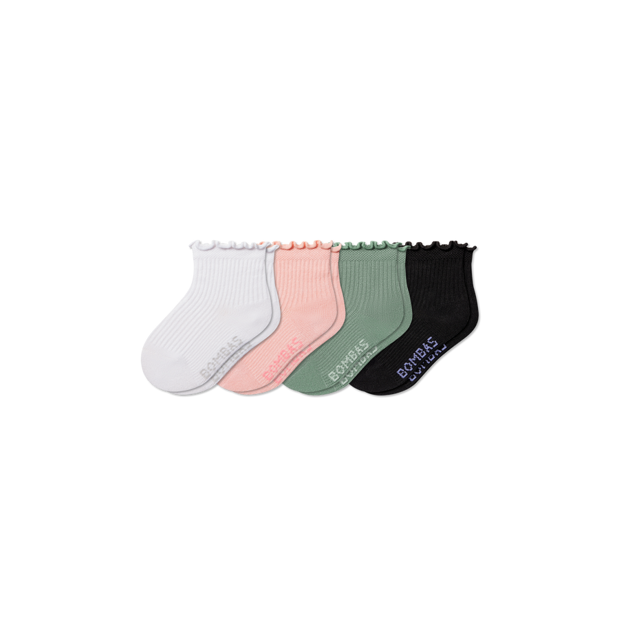 Toddler Ruffle Rib Calf Sock 4-Pack - Soft Travel Move