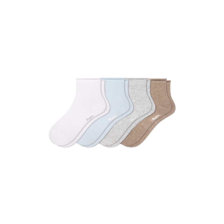 Women’s Roll Top Quarter Sock 4-Pack - Steady Ankle Support