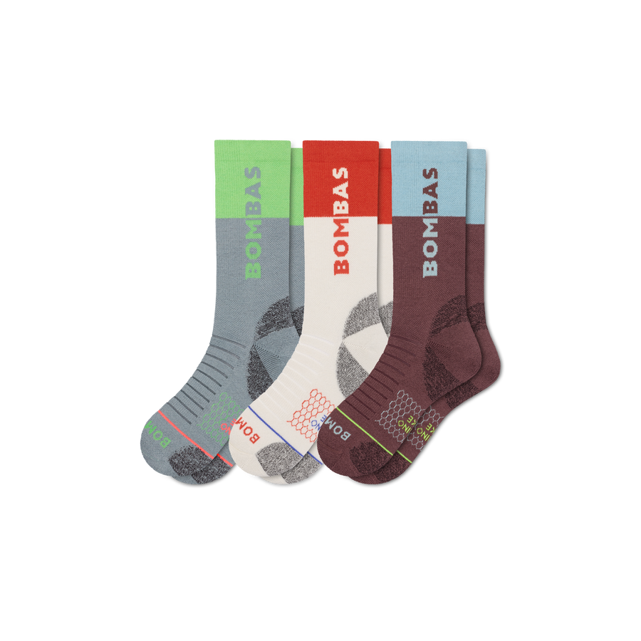Women's Merino Wool Blend Hiking Calf Sock 3-Pack - Breathable Travel Step