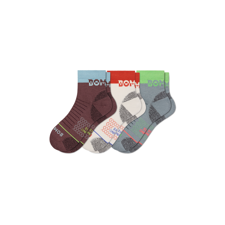 Women's Merino Wool Blend Hiking Quarter Sock 3-Pack - Run Everyday Pair