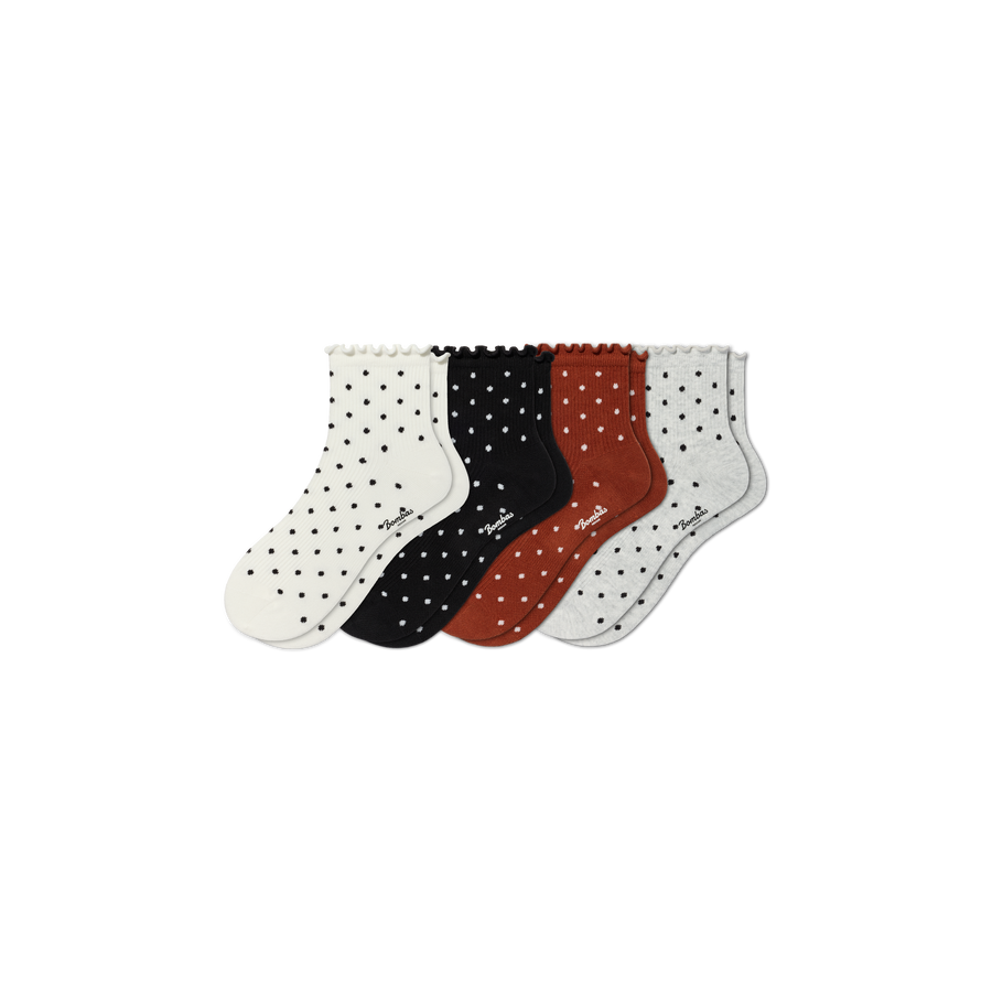 Women's Ruffle Rib Quarter Sock 4-Pack - Soft Travel Pair
