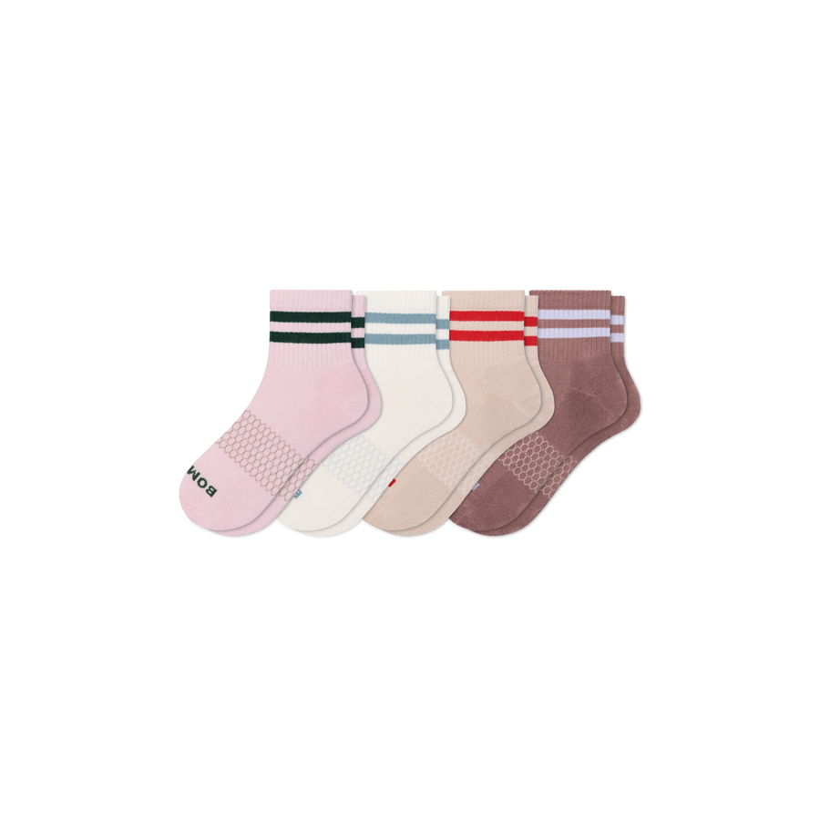 Women's Vintage Stripes Quarter Sock 4-Pack - Daily Shift Step