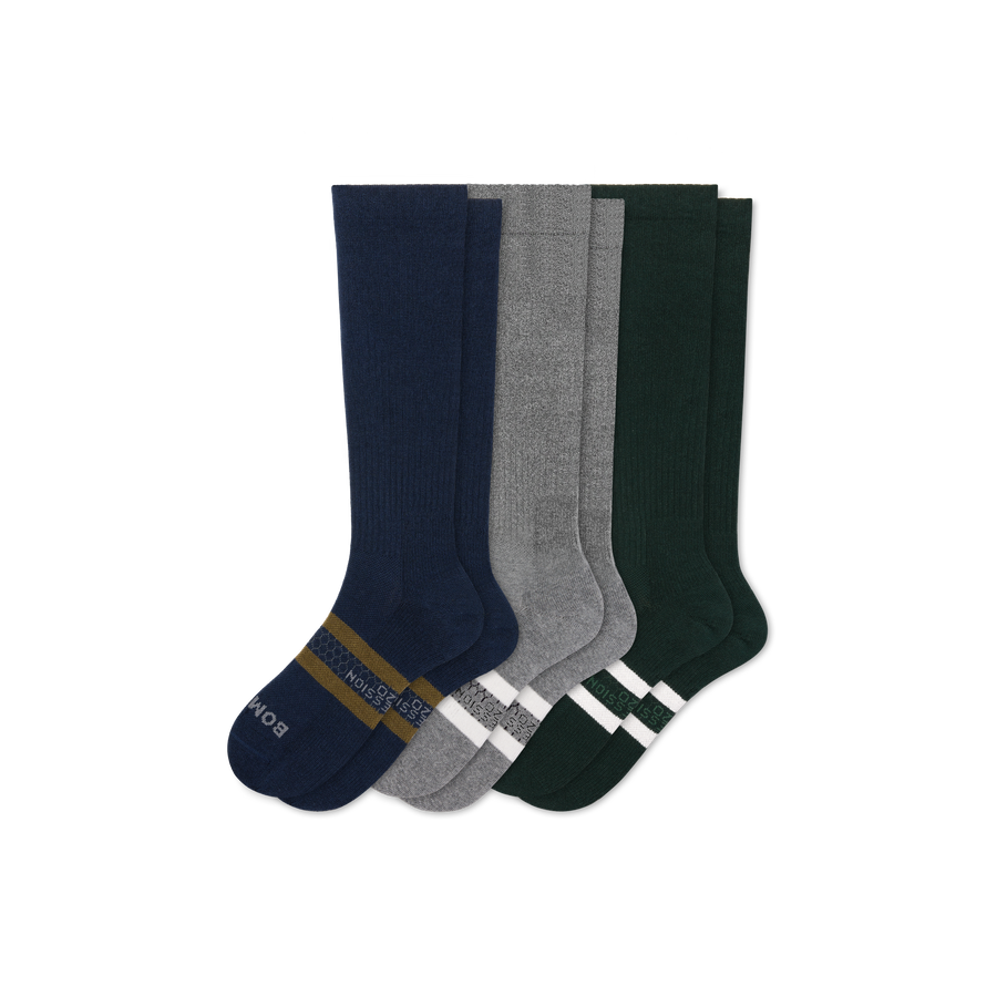 Men's Everyday Compression Knee High Sock 3-Pack (15-20mmHg) - Performance Workout Hold