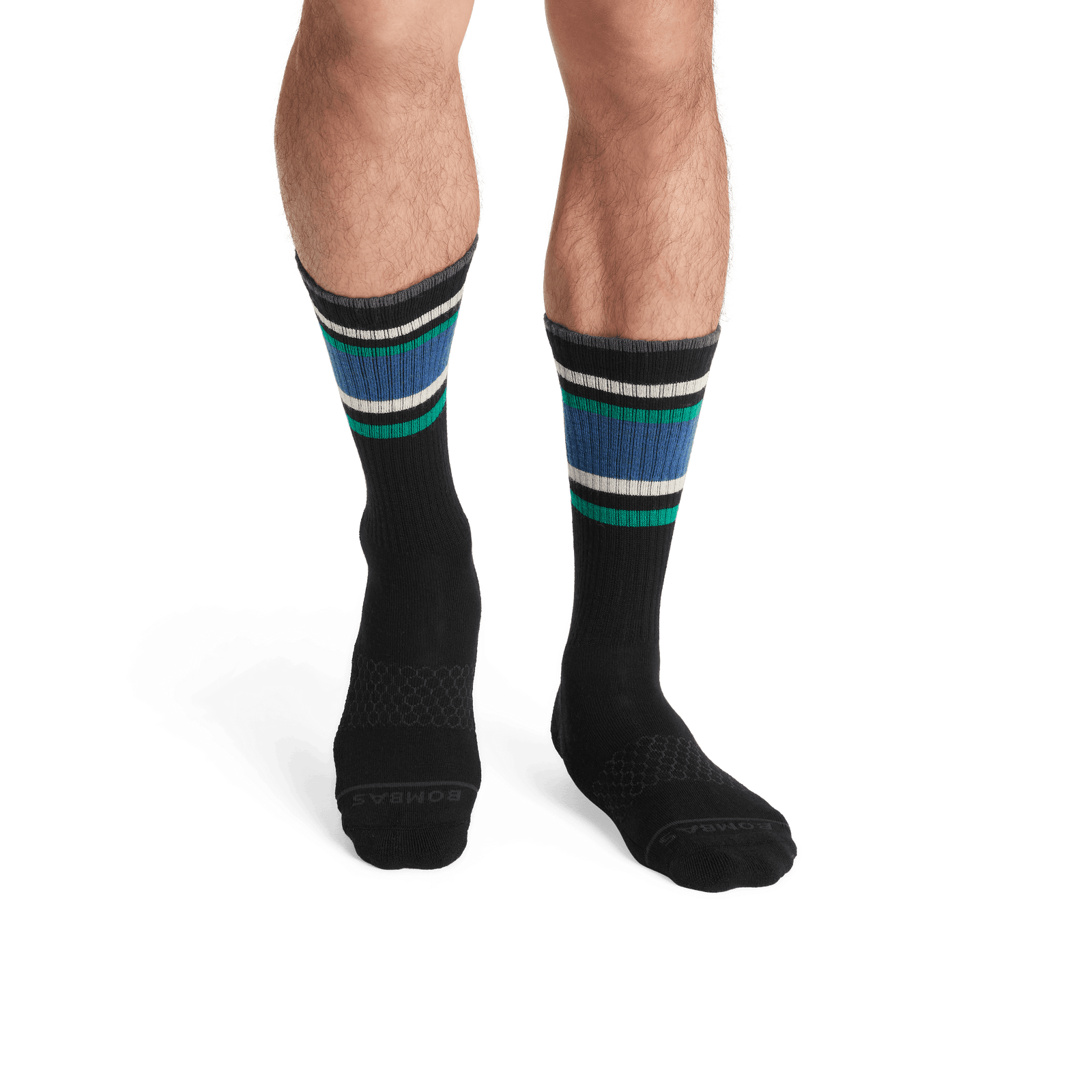 Solid Marl Colorblock Merino Calf Sock Black MO1