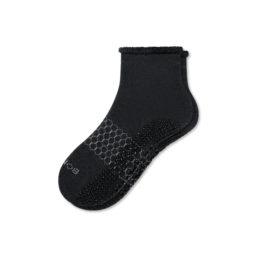 Men's Merino Wool Blend Roll-Top Gripper House Socks - Smooth Office Move