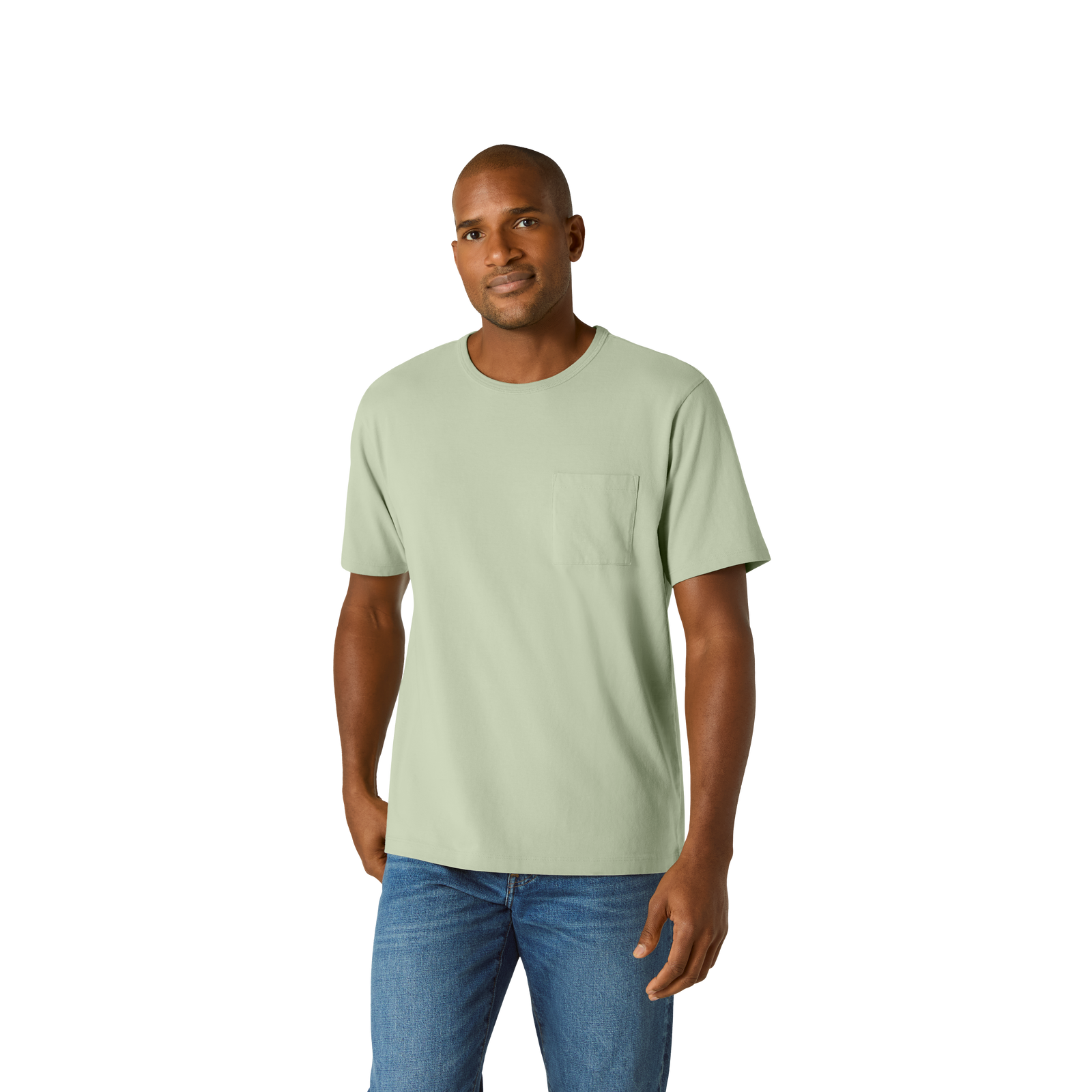 Premium Weight Pocket Crew Neck T-Shirt - Mica Sage MO1 [7248]