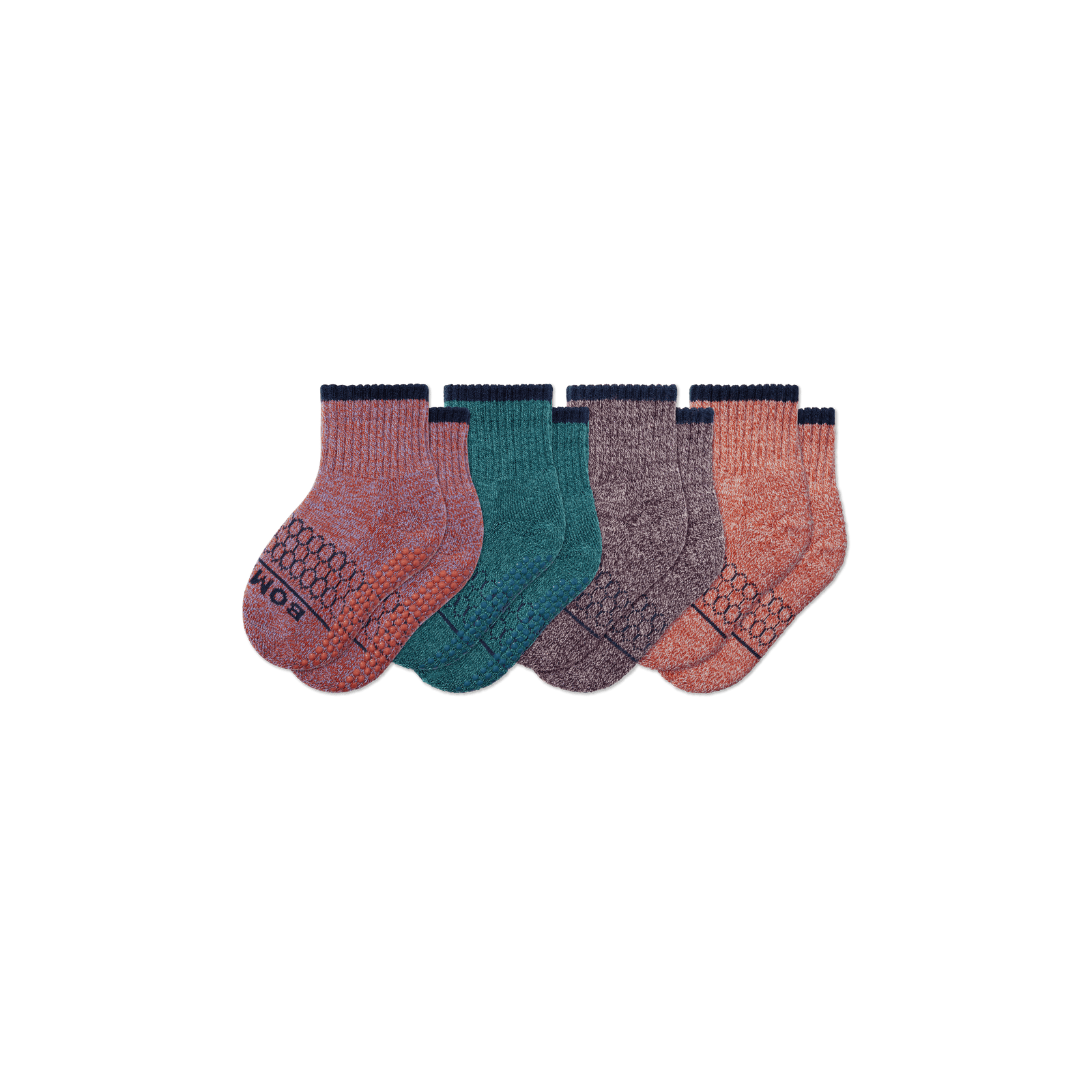 Toddler Merino Wool Blend Gripper Calf Sock Purple Plum Teal Mix 4-Pack L