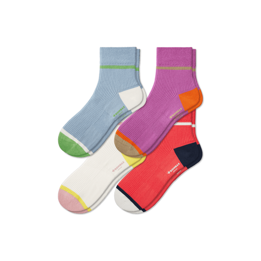 Women's Lightweight Ribbed Quarter Sock 4-Pack - Everyday Shift Step