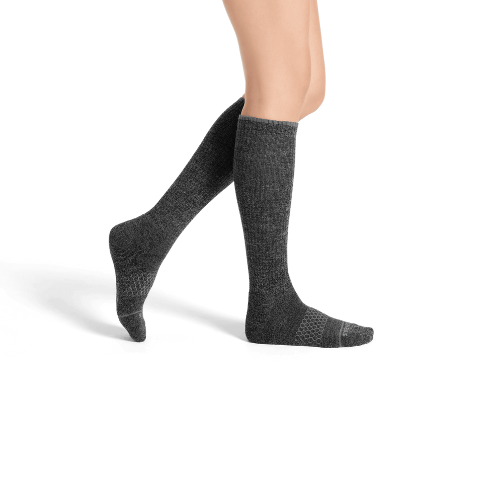Merino Wool Blend Knee High Socks - Charcoal WO2 [7807]