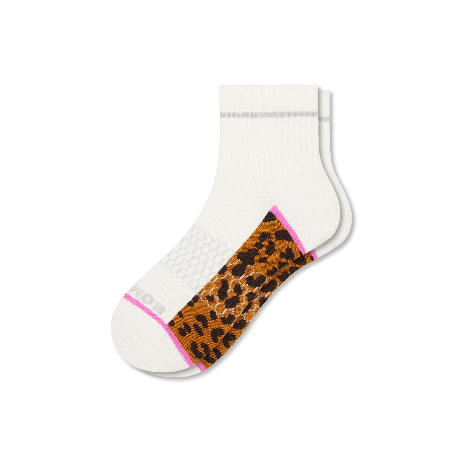 Women's Wild Wear Quarter Socks - Soft White Leopard L [7815]