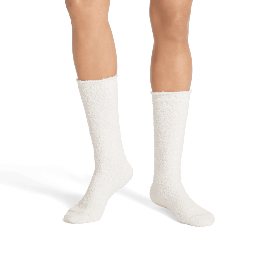 Women's Fuzzy Calf Socks - Soft White WO1 [8161]