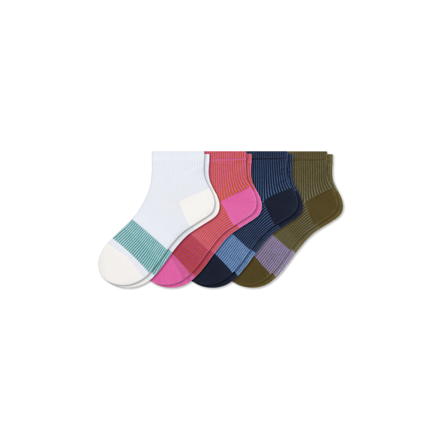 Youth Lightweight Stripe Quarter Sock 4-Pack - Daily Studio Support