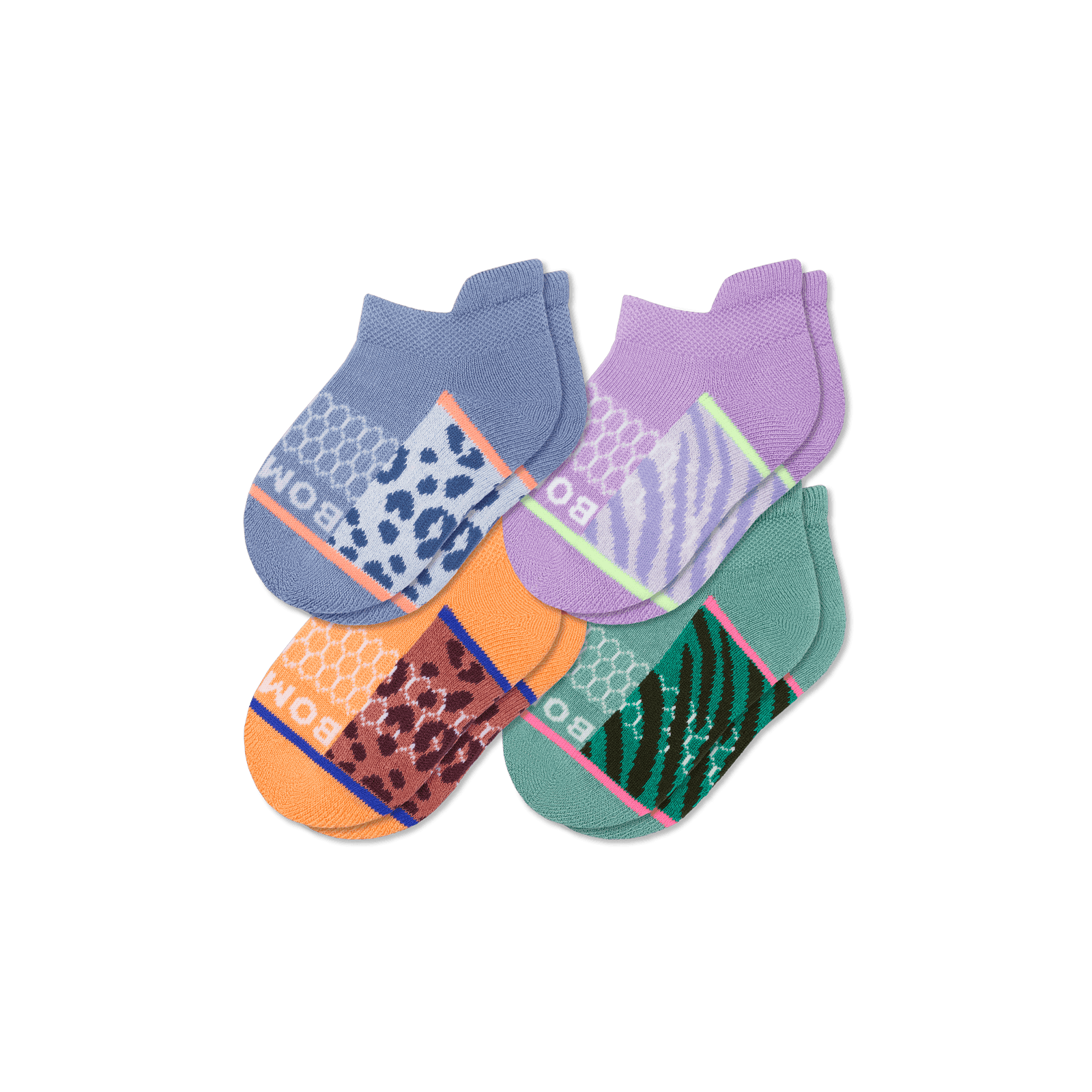 Toddler Wild Wear Ankle Sock 4-Pack - Peach Violet Mix L [8248]