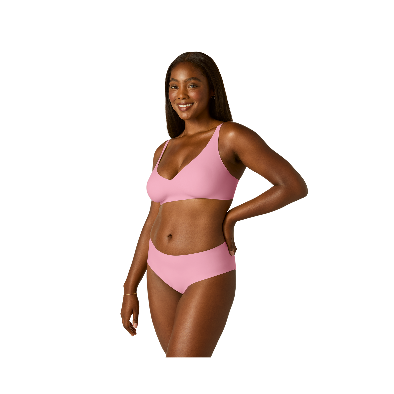 Women's No Show Plunge Bralette + Hipster Pack - Dried Rose WO3 [8274]