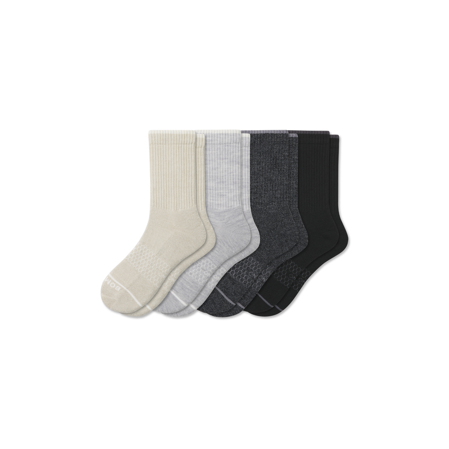Men's Merino Wool Blend Half Calf Sock 4-Pack - Cozy Low Cut Cushion
