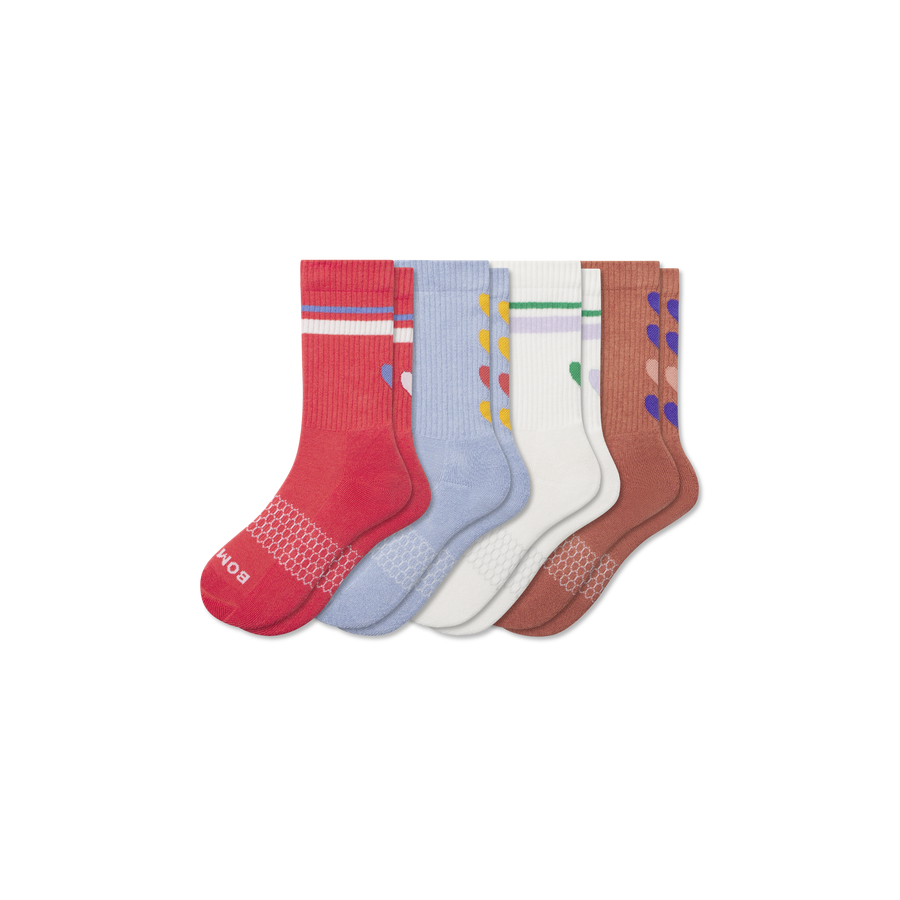 Youth Hearts Calf Sock 4-Pack - Smooth Court Comfort