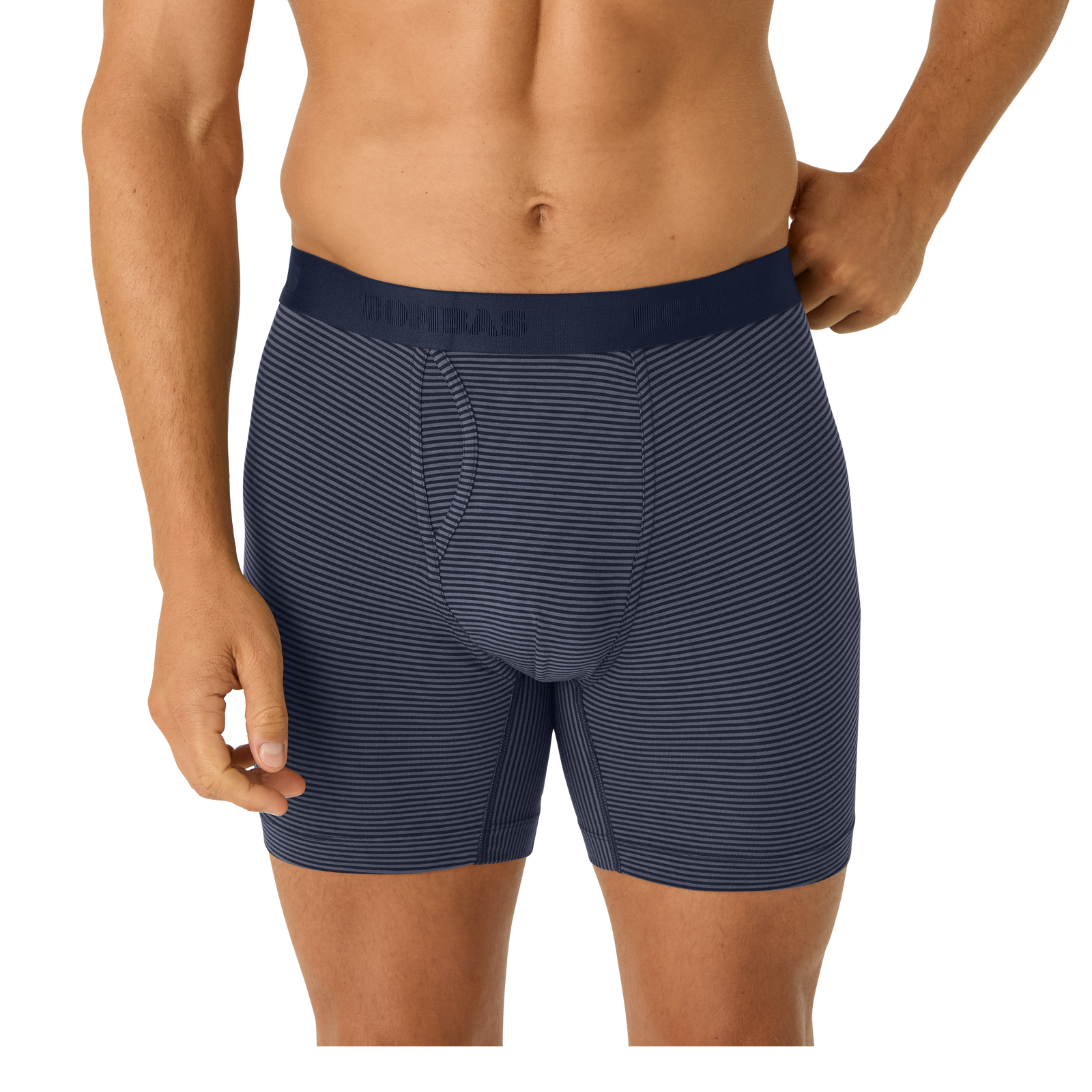 Cotton Modal Blend Boxer Brief - Classic Fly - Midnight Navy / Washed Black Micro Stripe MO1 [8470]