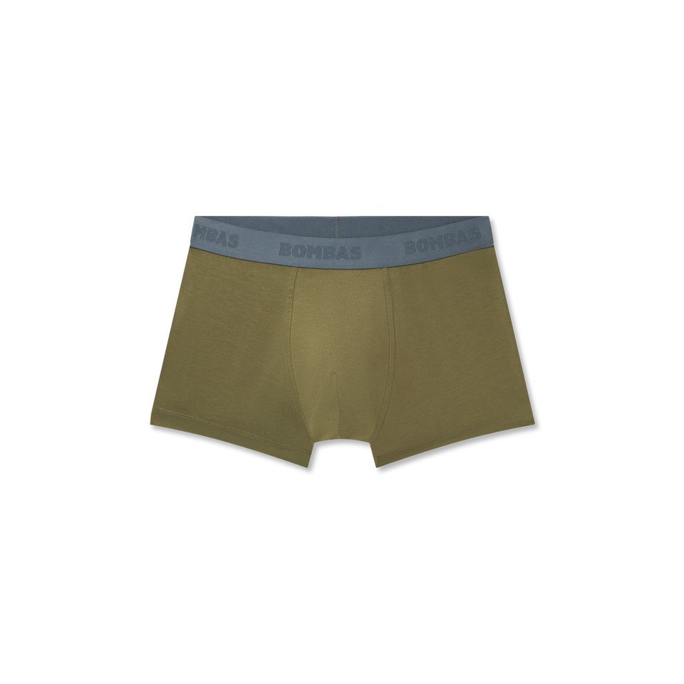 Men's Cotton Modal Blend Trunk - OLIVE MOSS / PEBBLE WAISTBAND L [8472]