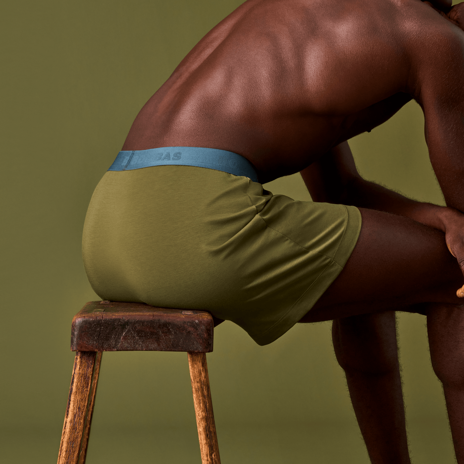 Men's Cotton Modal Blend Boxer - OLIVE MOSS / PEBBLE WAISTBAND [LIFESTYLE] [8473]