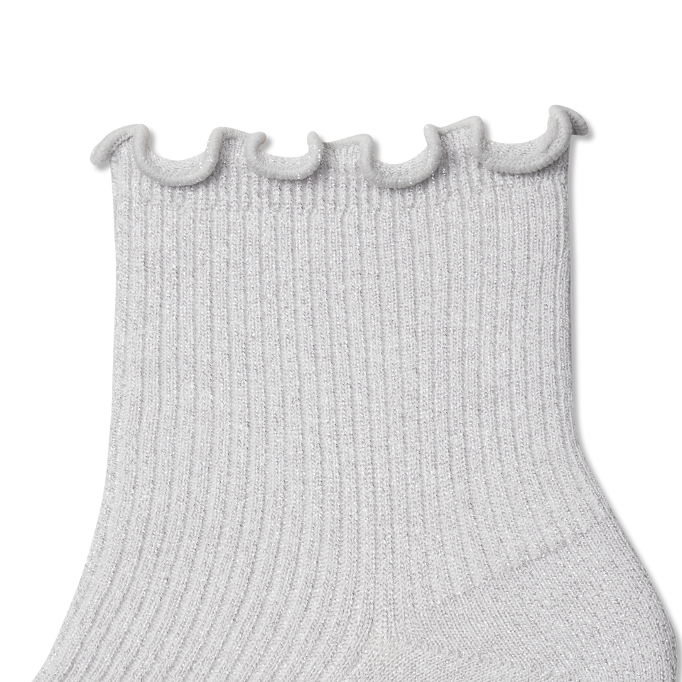 Wicked Ruffle Quarter Socks - silver Detail [8494]