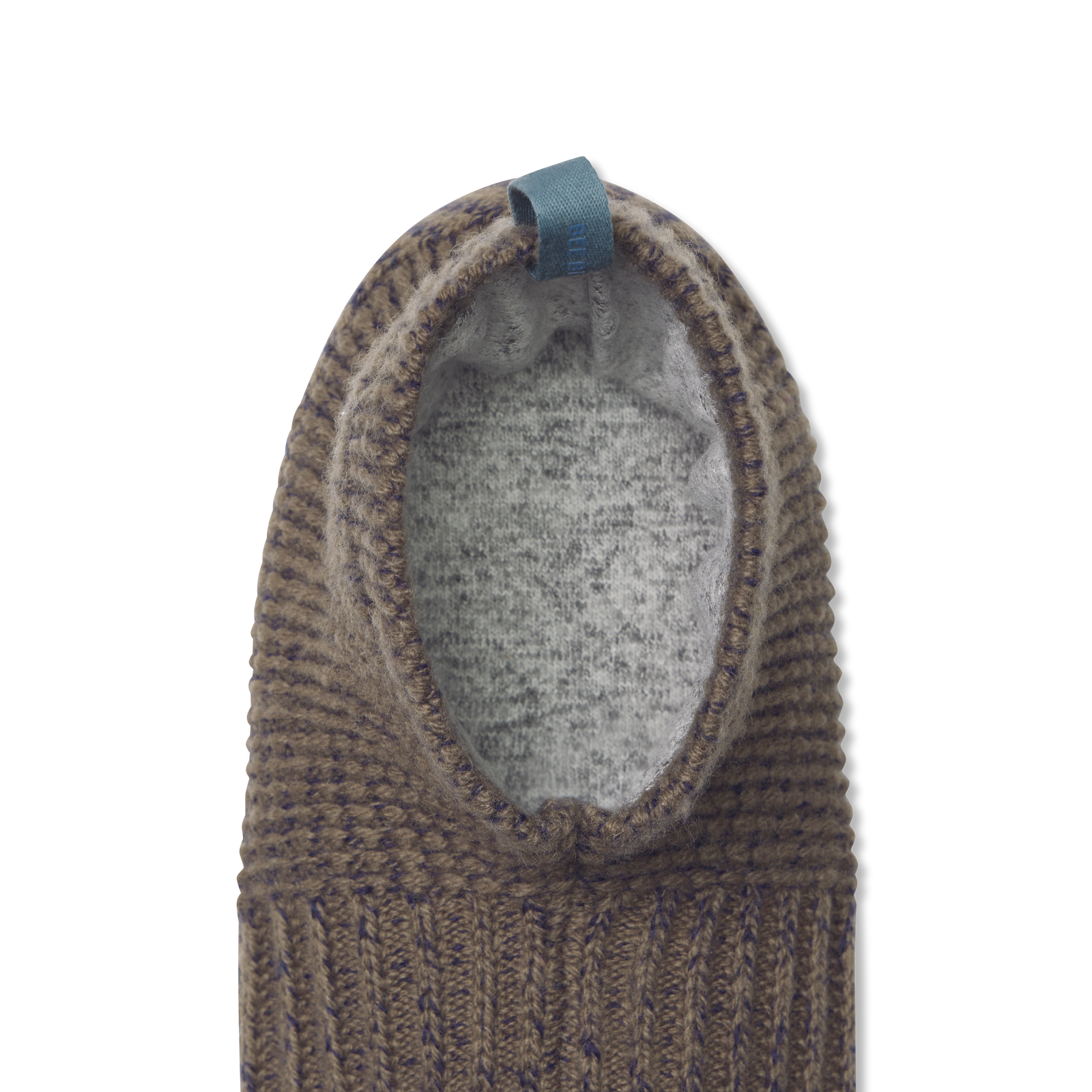 Adult Marl Tuck Stitch Gripper Slipper OAKMOSS-NAVY-layflat-5-transparent