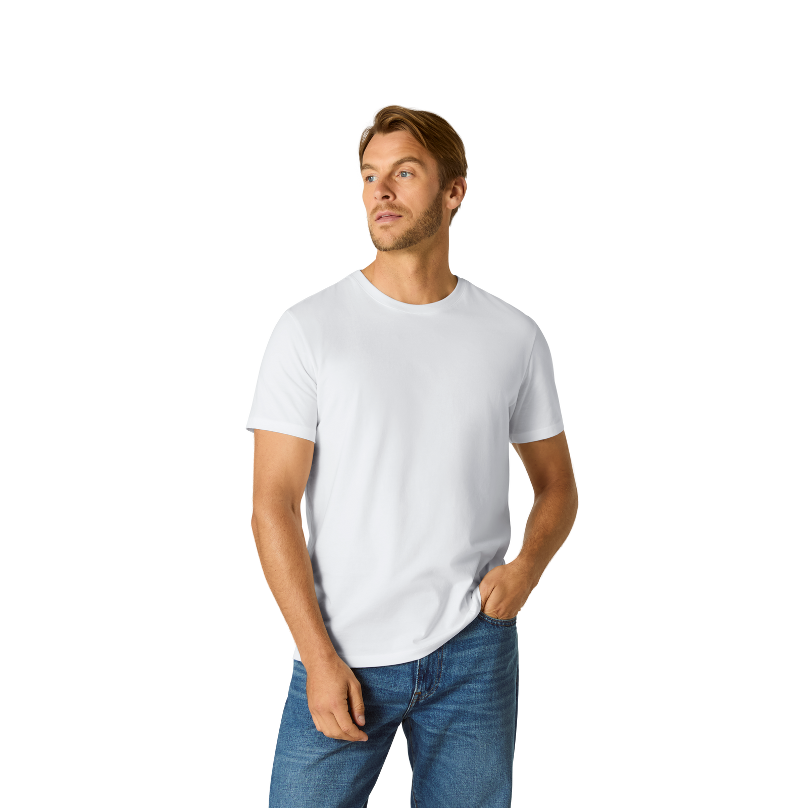 Pima Cotton Crew Neck T-Shirt - White MO1 [8525]