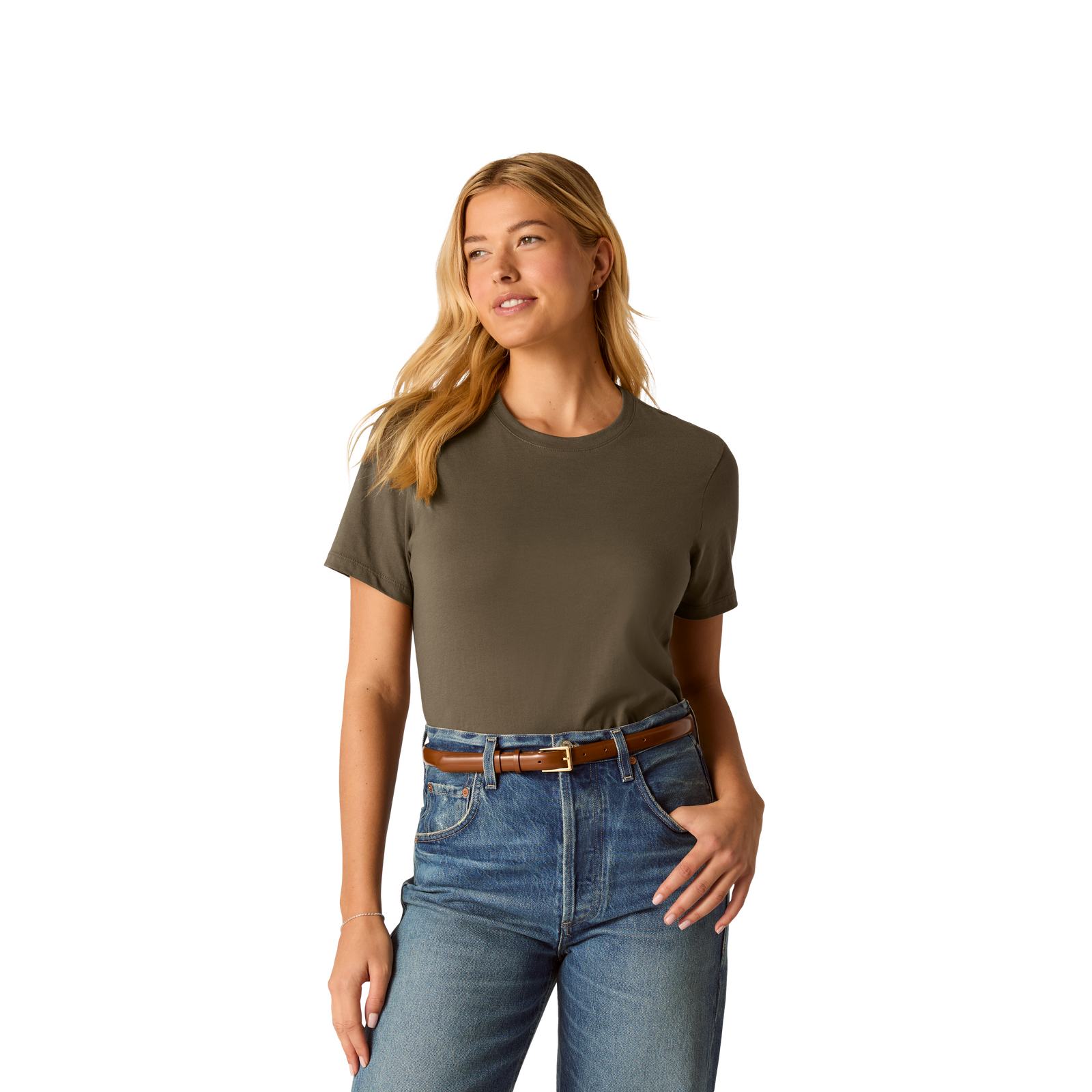 Pima Cotton Crew Neck T-Shirt - Oak Moss WO4 [8530]