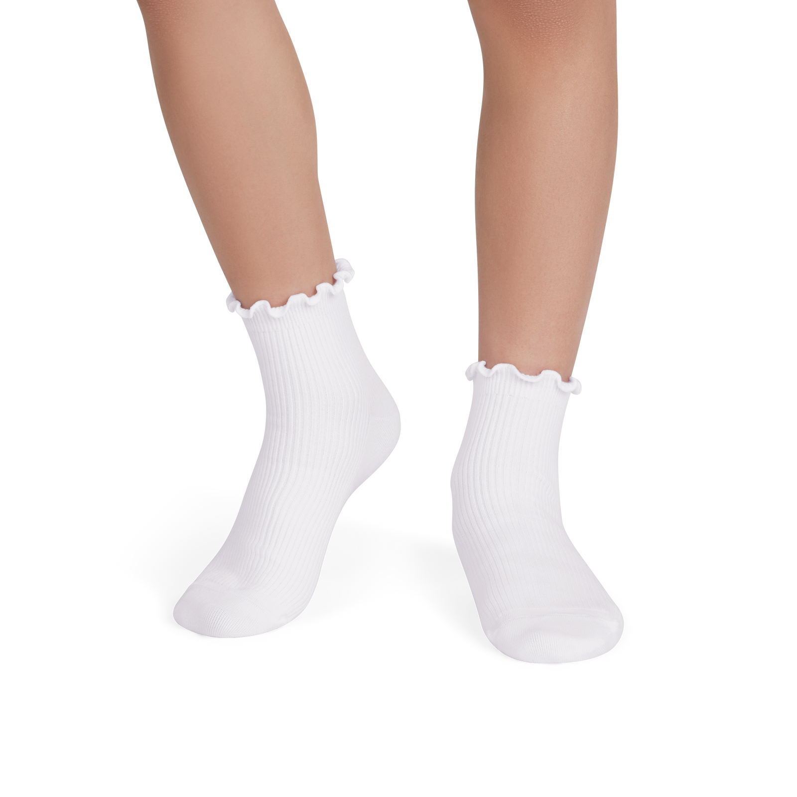 Ruffle Rib Quarter Socks - white YO1 [8562]