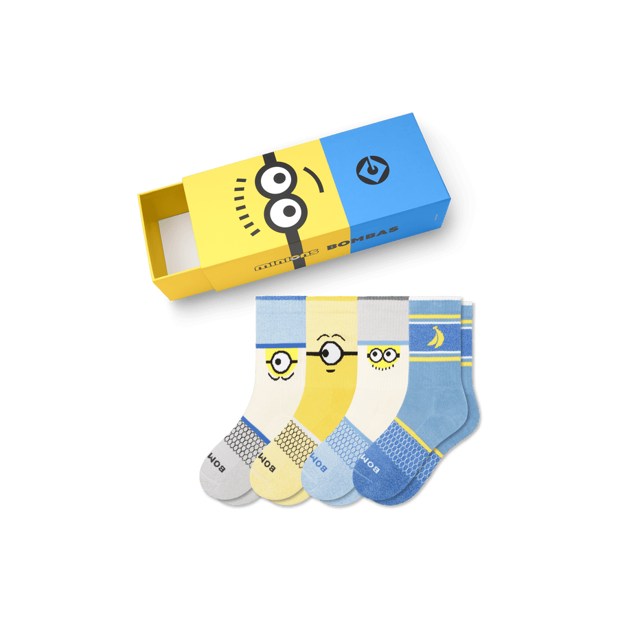 Youth Minions Calf Sock 4-Pack Gift Box - Family Ready