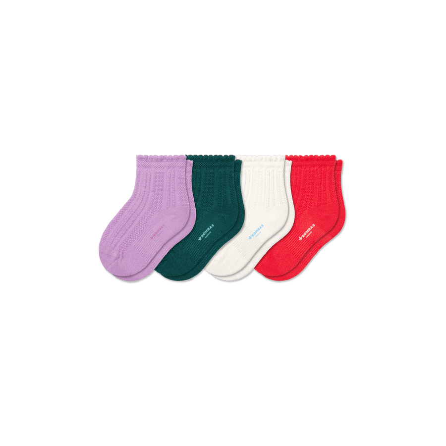 Toddler Pointelle Calf Sock 4-Pack - Breathable No Show Move