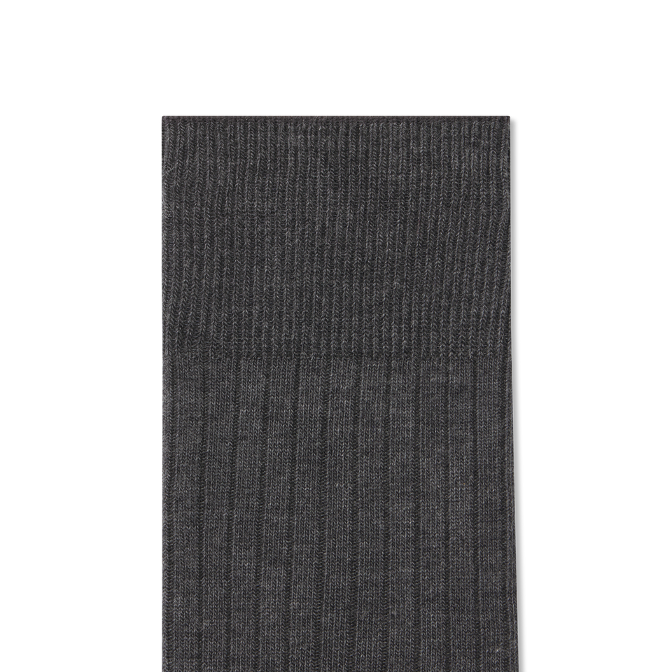 Ribbed Dress OTC Socks - Dark Grey Heather Detail [8805]