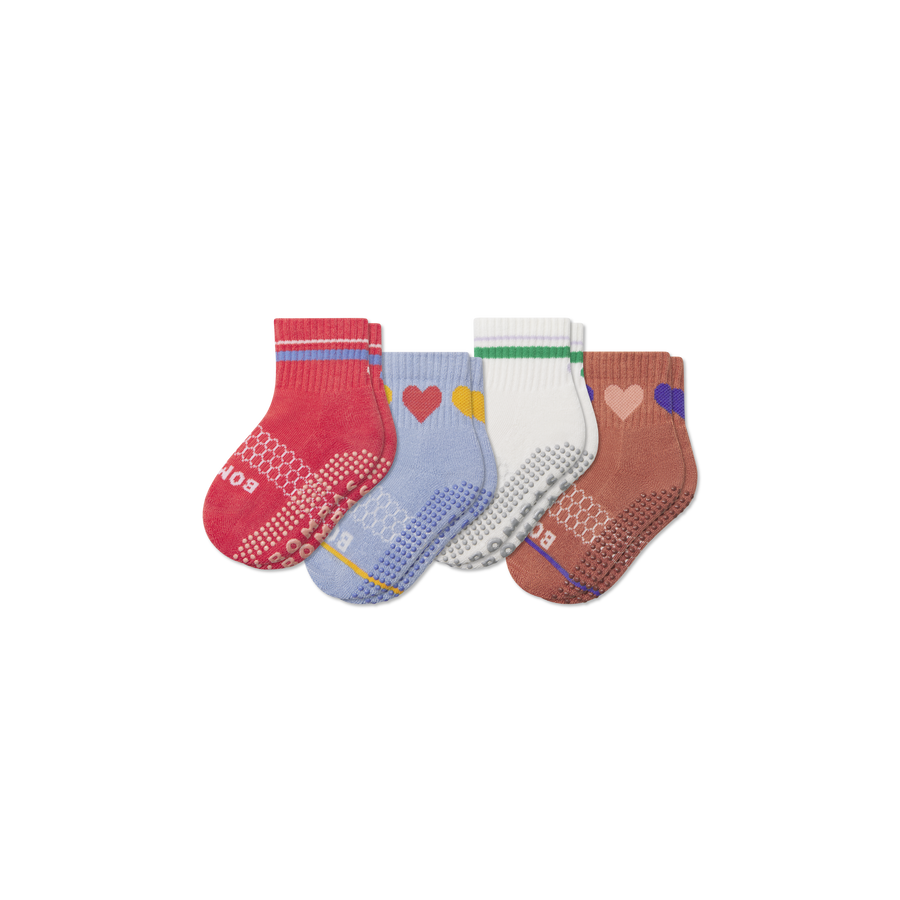 Toddler Hearts Gripper Calf Sock 4-Pack - Cushion Office Pair