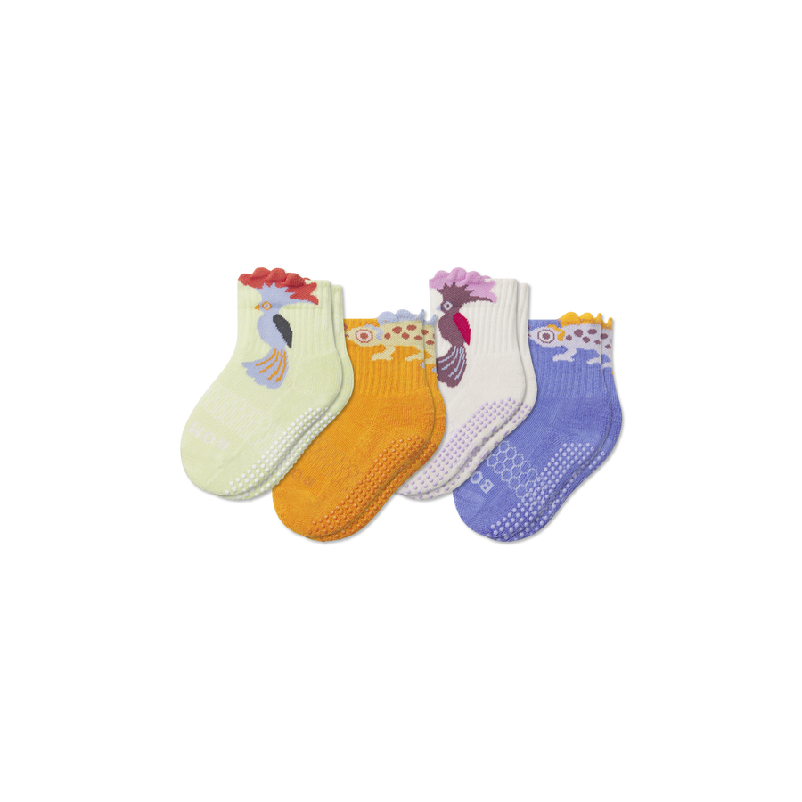 Toddler Rainforest Friends Gripper Calf Sock 4-Pack - Outdoor Trail Wear
