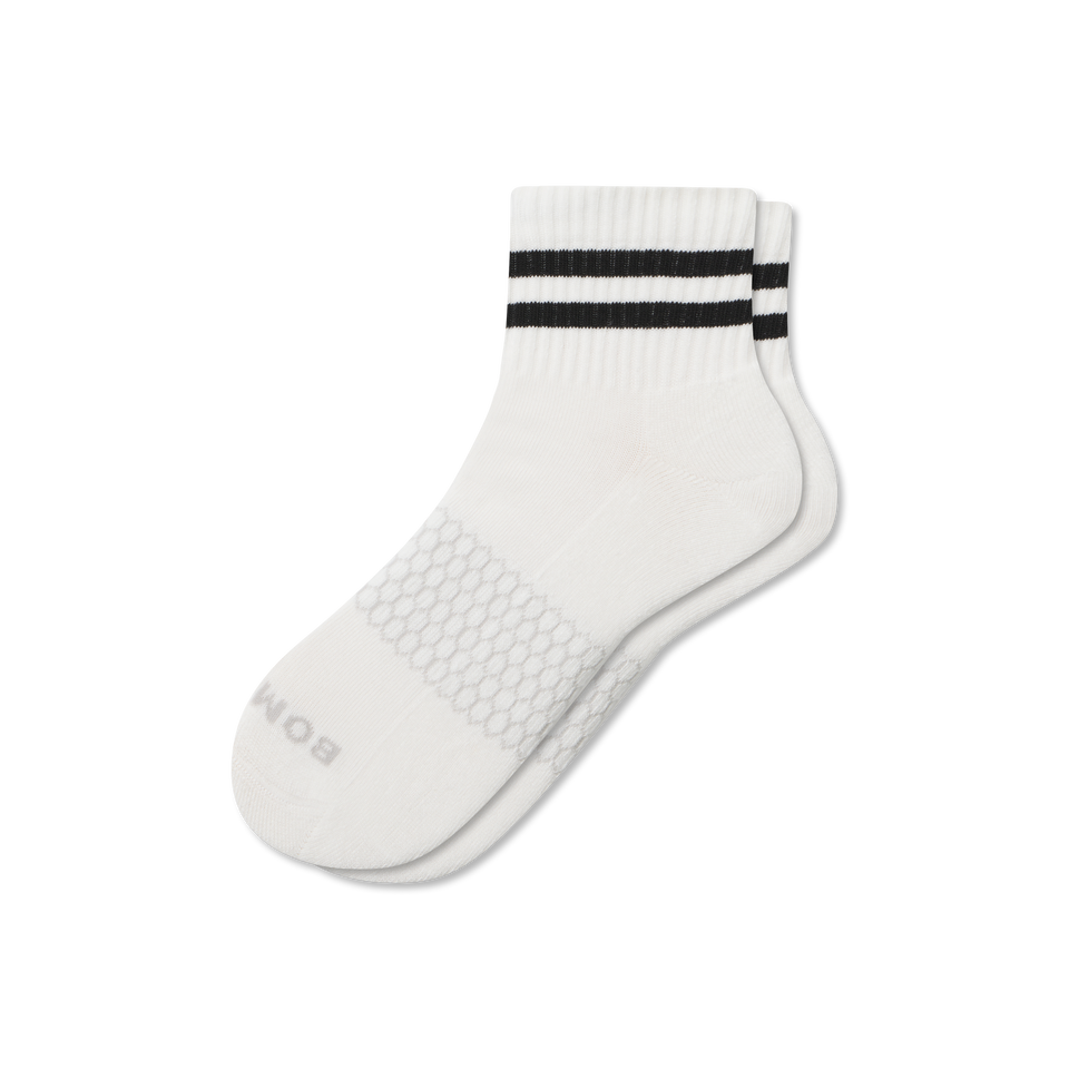Vintage Stripes Quarter Socks - Soft White / Black L [9006]