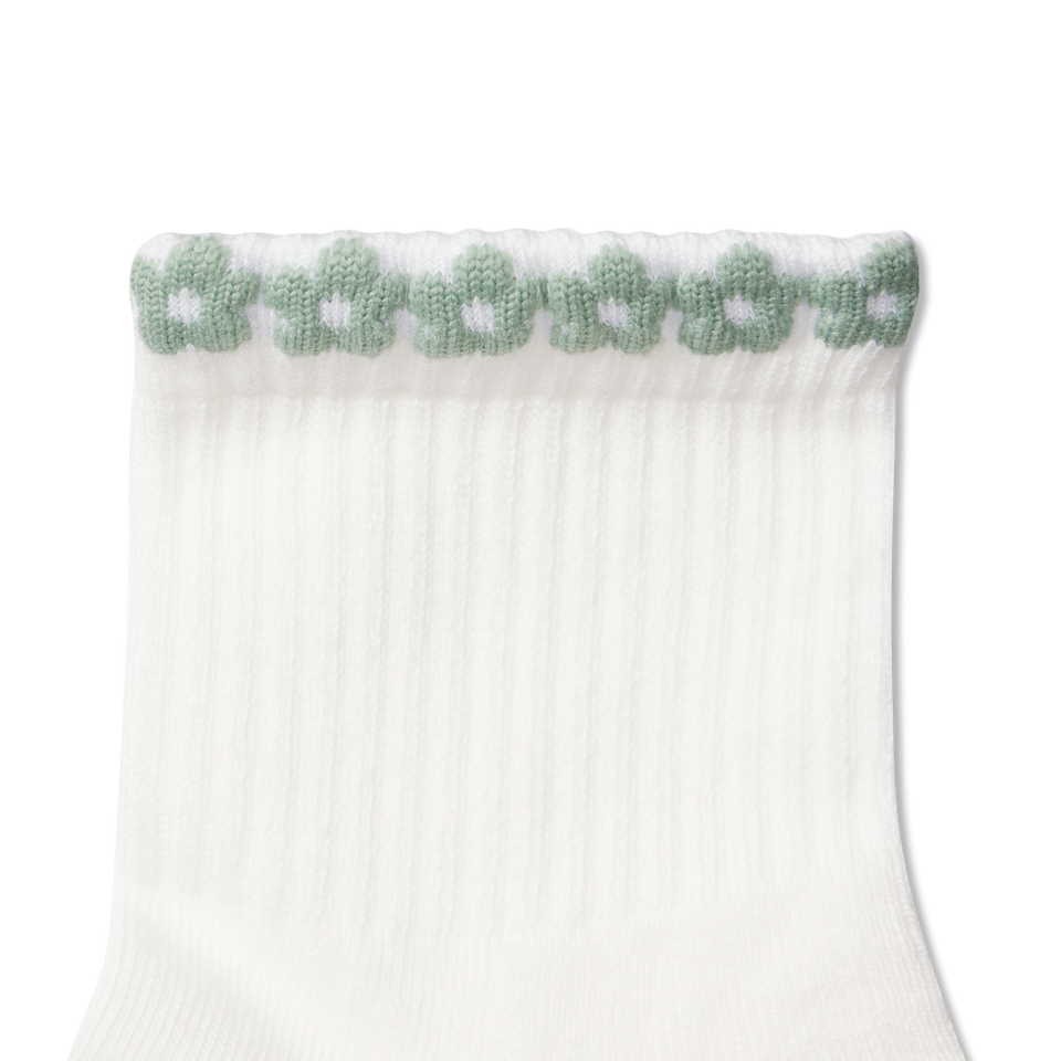 Women's Daisy Chain Quarter Socks - soft white sage stone Detail [9171]
