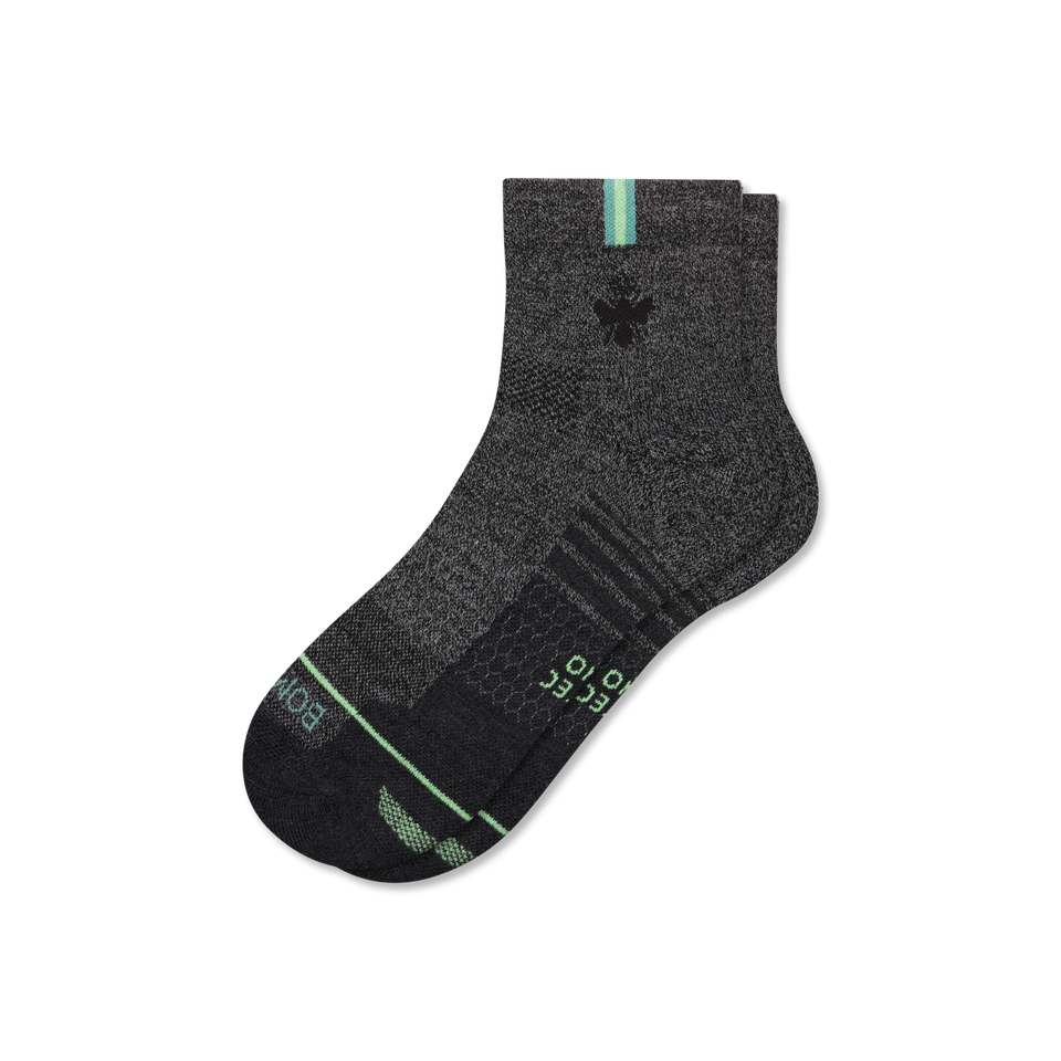 Merino Wool Blend Athletic Quarter Socks - black meteor L [9712]